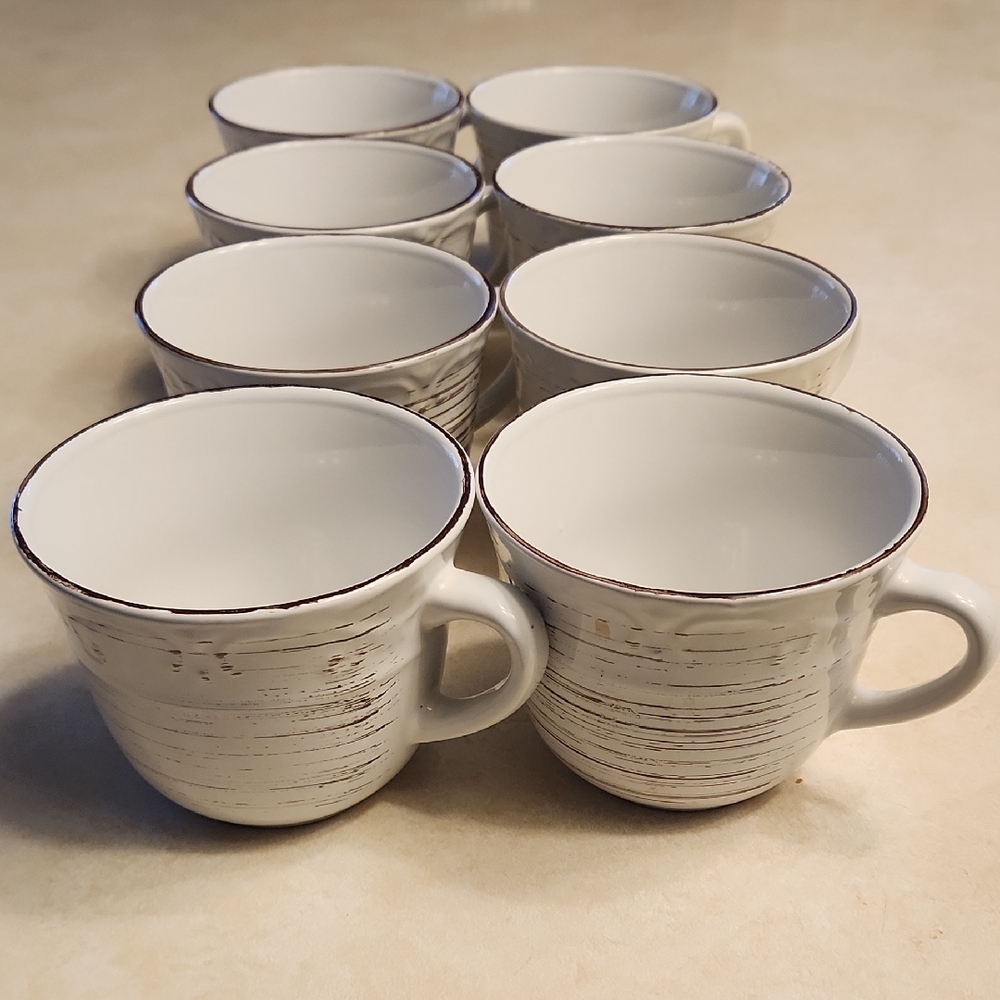 Rustic White Ceramic Coffee Mugs Set